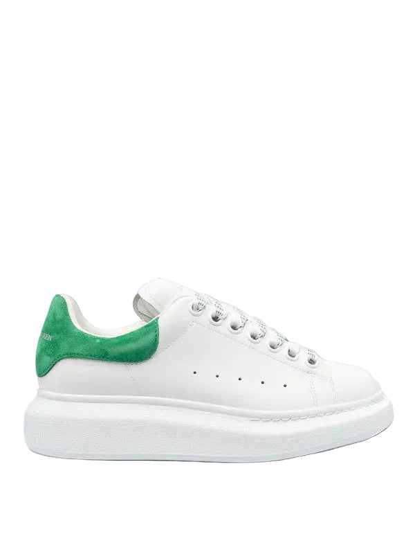 Alexander McQueen – White Leather / Green Heel Tab