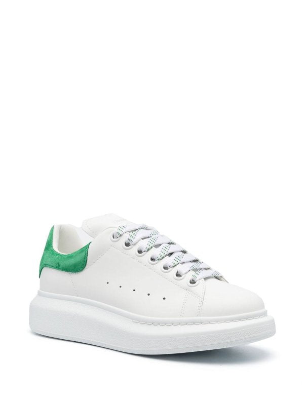 Alexander McQueen – White Leather / Green Heel Tab